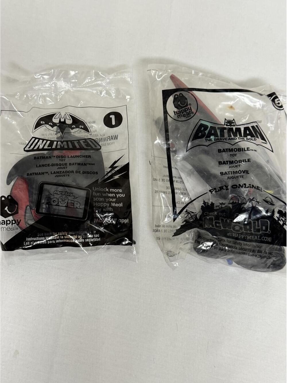 Vintage McDonald's Happy Meal Batman Toy Lot (Set of 2) Batmobile & Launcher NIP